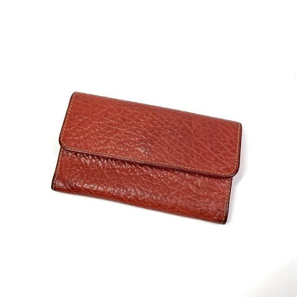 Tusk Front Flap Textured Leather Wallet Red/Tan 6" x 3.5" x 1" - Picture 1 of 10